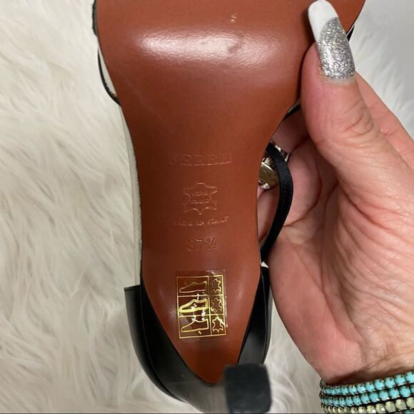 Gianfranco Ferre White Black Leather Pointed Toe Heels EUR 37.5 US 7 - Picture 8 of 8